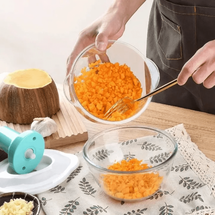1.5L Manual Push Food Chopper | Multipurpose Vegetable & Garlic Cutter - O Galaxy Mart