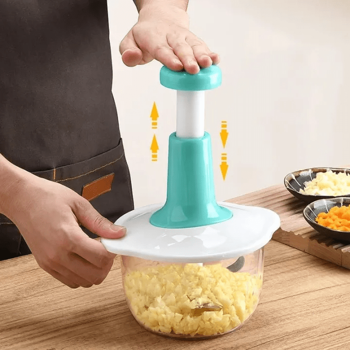 1.5L Manual Push Food Chopper | Multipurpose Vegetable & Garlic Cutter - O Galaxy Mart