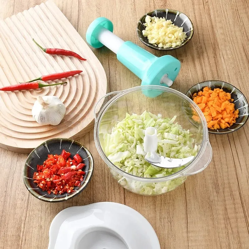 1.5L Manual Push Food Chopper | Multipurpose Vegetable & Garlic Cutter - O Galaxy Mart