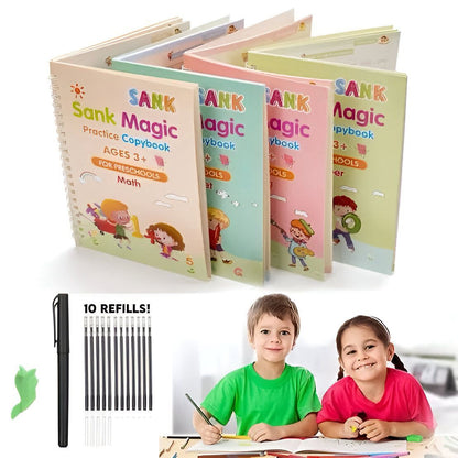 Montessori Sank Magic Practice Books | Tracing & Writing Learning Set (4 Books)