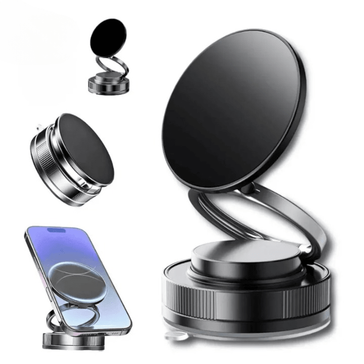 360° Folding Magnetic Phone Holder | Vacuum Suction Car & Desk Mount - O Galaxy Mart