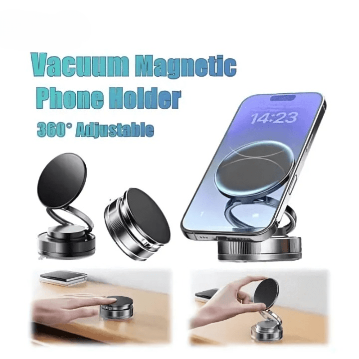360° Folding Magnetic Phone Holder | Vacuum Suction Car & Desk Mount - O Galaxy Mart