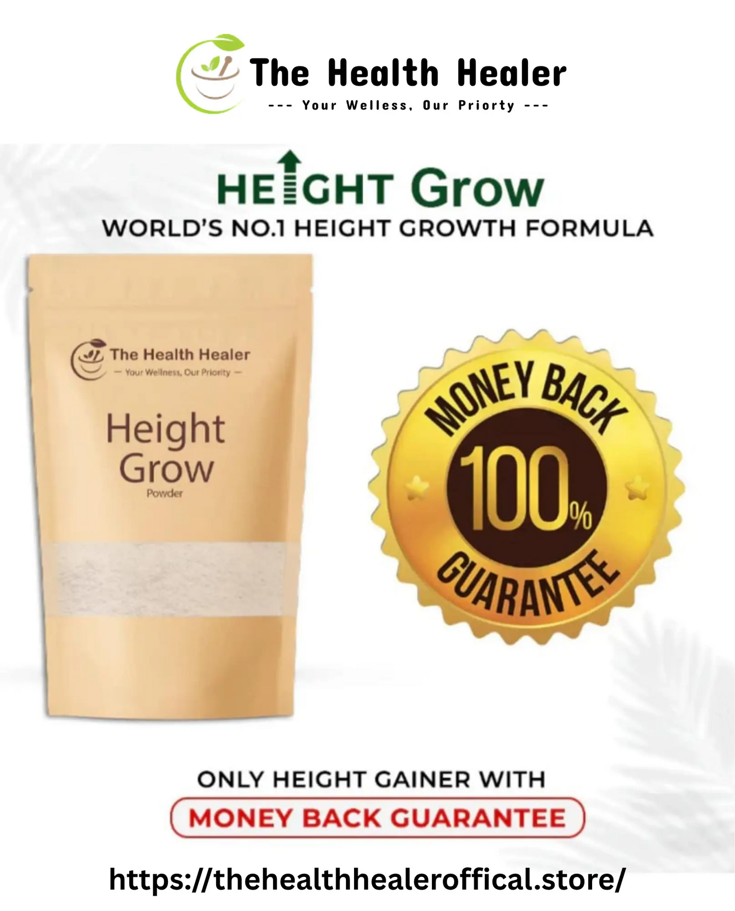 Height Growth Powder — Natural Nutritional Supplement (70g) The Health Healer™ Official