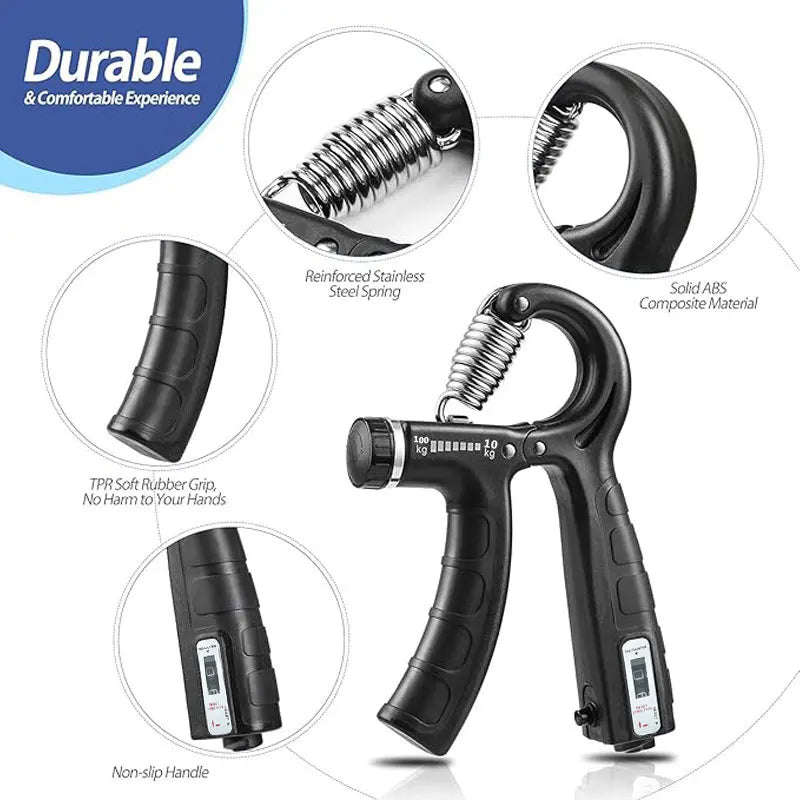 Adjustable Hand Grip Strengthener with Counter | 5-60KG Resistance