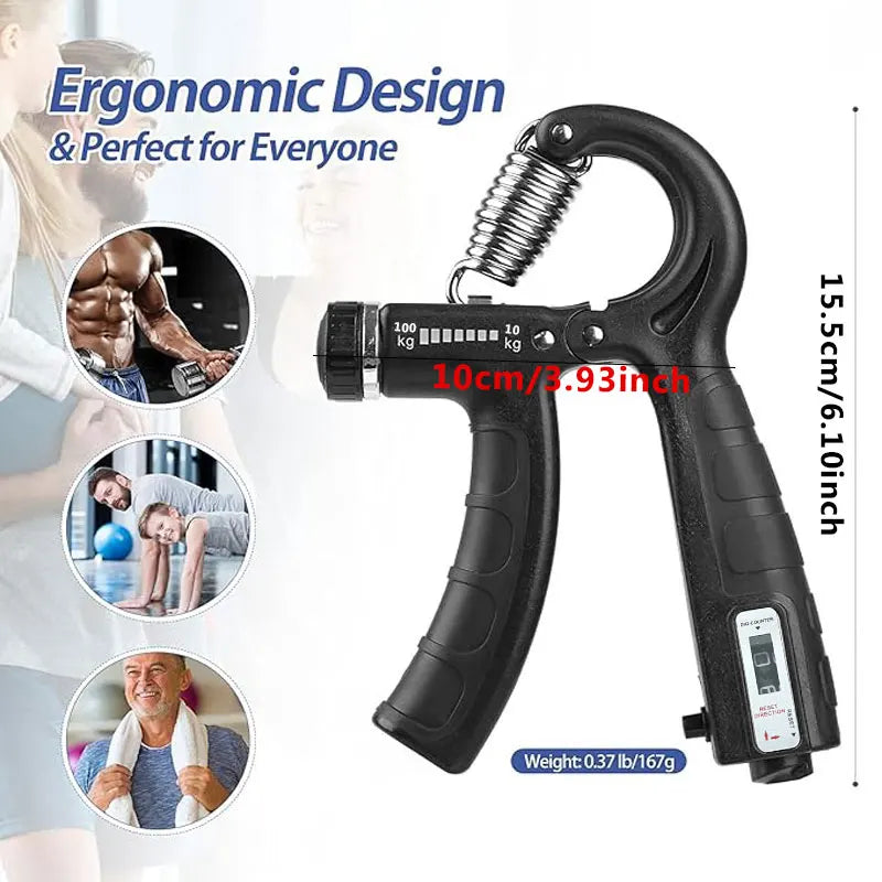 Adjustable Hand Grip Strengthener with Counter | 5-60KG Resistance