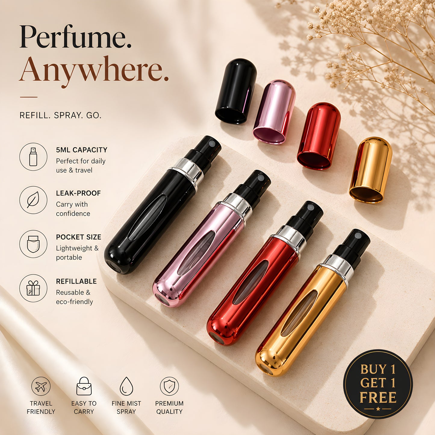 5ml Mini Refillable Perfume Bottle | Buy 1 get 1 Free