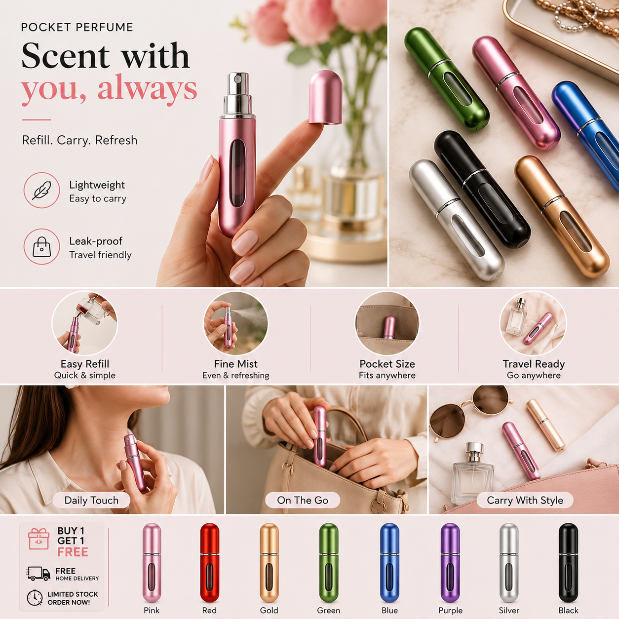 5ml Mini Refillable Perfume Bottle | Buy 1 get 1 Free