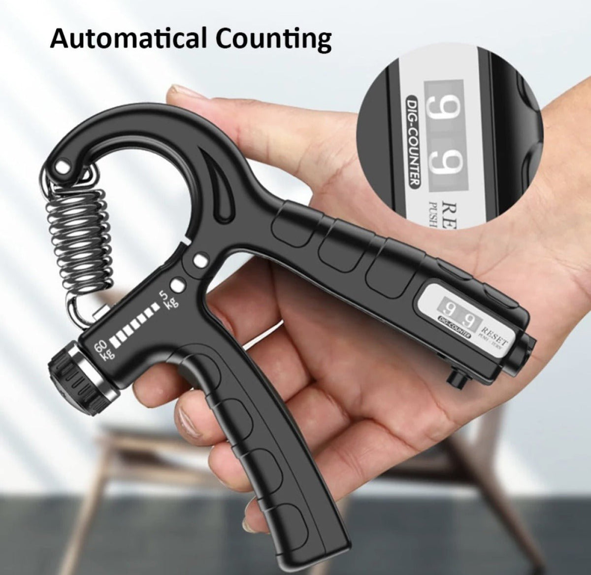 Adjustable Hand Gripper Exerciser with Counter | 5-60KG Resistance - O Galaxy Mart