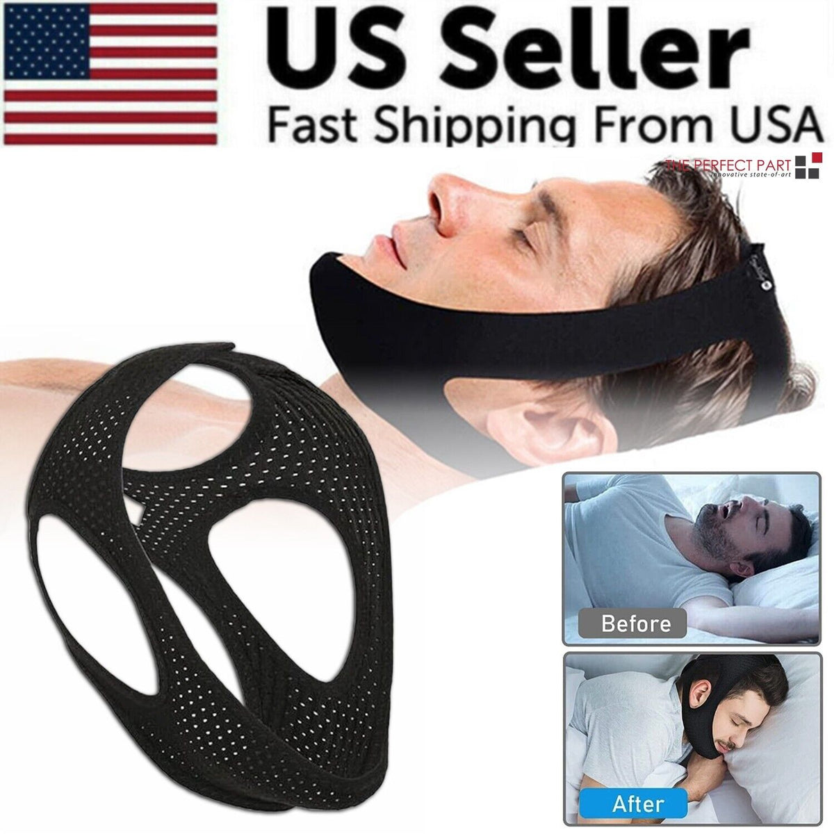 Anti Snoring Chin Strap Sleep Apnea Snore Stop Belt Snoreless Sleep Jaw Solution - O Galaxy Mart