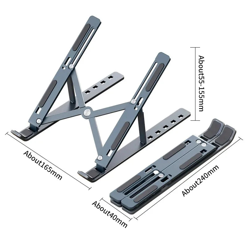 Foldable Aluminum Laptop Stand | Adjustable Portable Notebook Holder for MacBook & PC