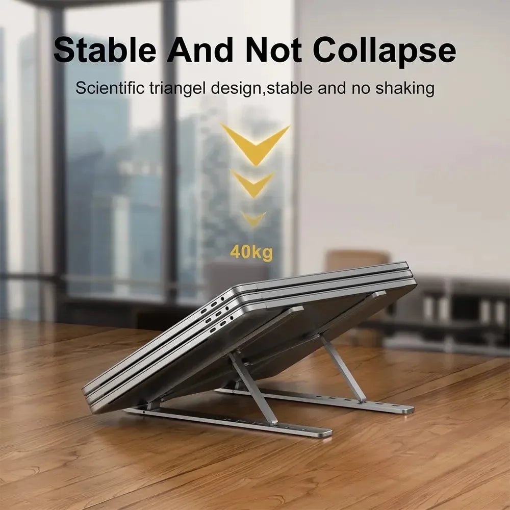 Foldable Aluminum Laptop Stand | Adjustable Portable Notebook Holder for MacBook & PC - O Galaxy Mart