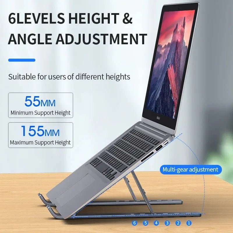 Foldable Aluminum Laptop Stand | Adjustable Portable Notebook Holder for MacBook & PC - O Galaxy Mart
