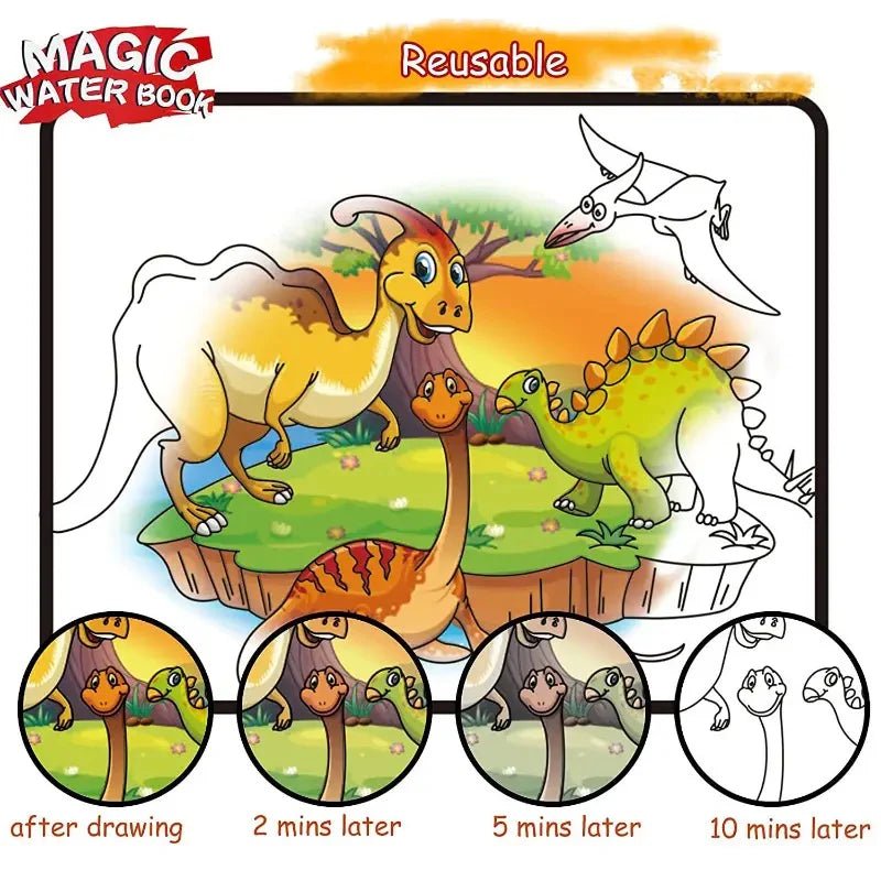 Magical Drawing Books With Pen, Water Reveal Activity Book For Kid (random Design Books) - O Galaxy Mart