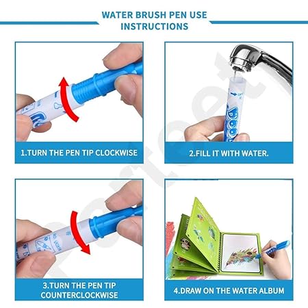 Magical Drawing Books With Pen, Water Reveal Activity Book For Kid (random Design Books) - O Galaxy Mart