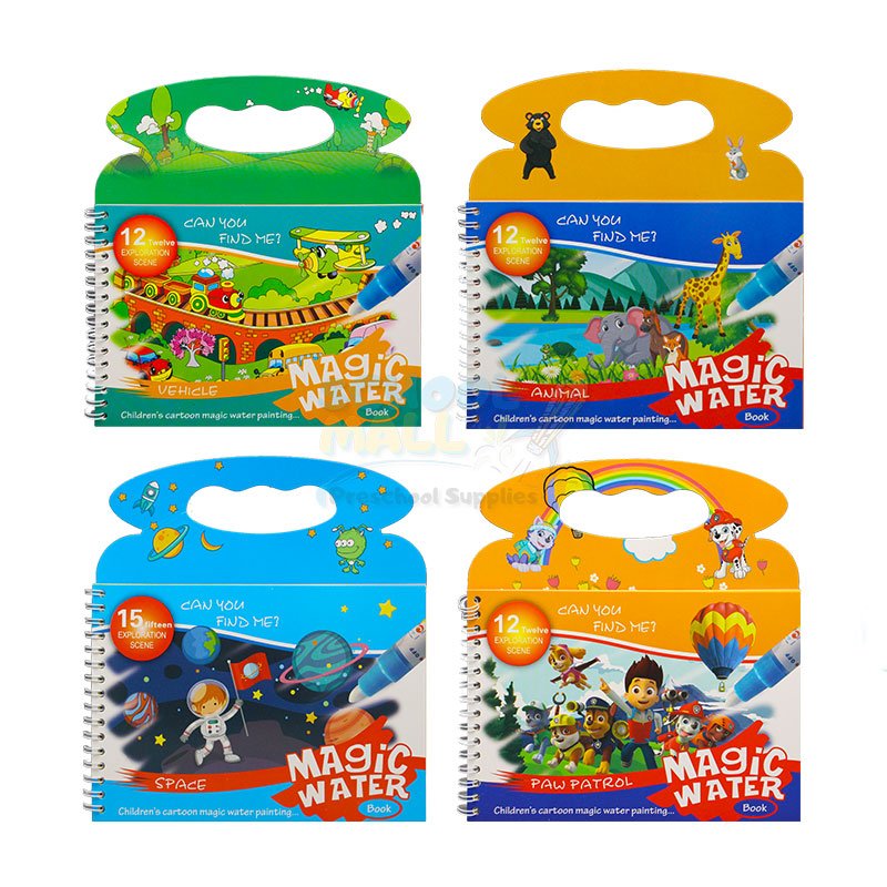 Magical Drawing Books With Pen, Water Reveal Activity Book For Kid (random Design Books) - O Galaxy Mart