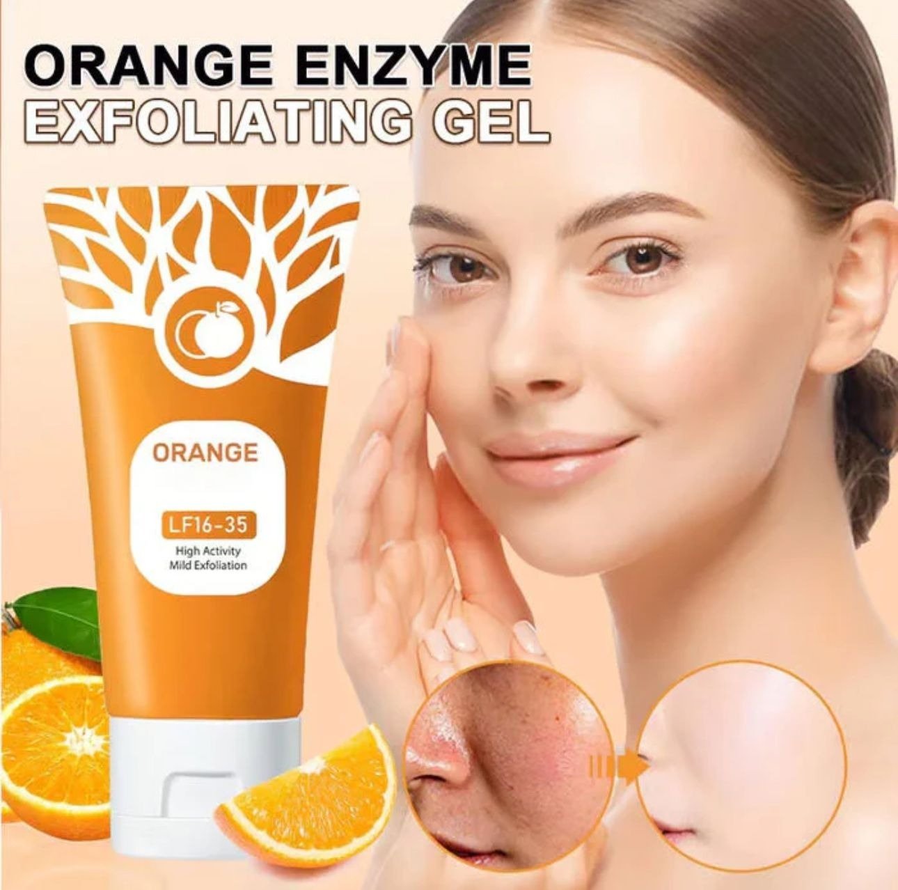 Orange Enzyme Exfoliating Gel | Brightening & Gentle Citrus Enzyme Scrub | Removes Dead Skin, Smooths Texture & Reveals Radiant, Glowing Skin (50gm) - O Galaxy Mart