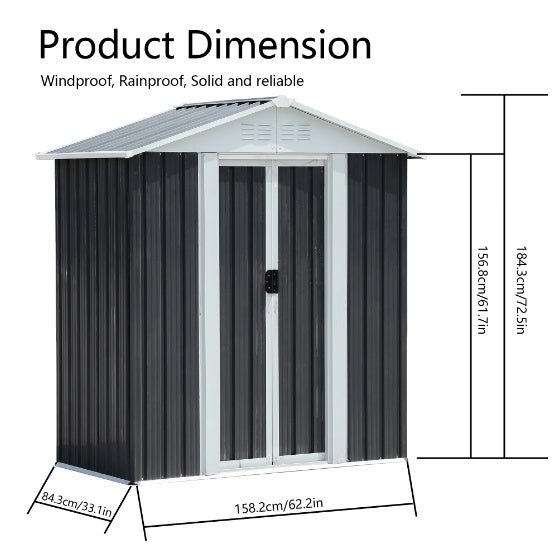Outdoor Metal Gardening Tools Storage Shed - O Galaxy Mart
