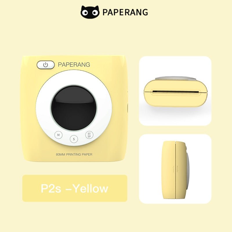 PAPERANG P2S 300dpi BT Pocket Printer Wireless Thermal Printer Portable Photo Label Clock Function Sticker Thermal Paper Roll - O Galaxy Mart