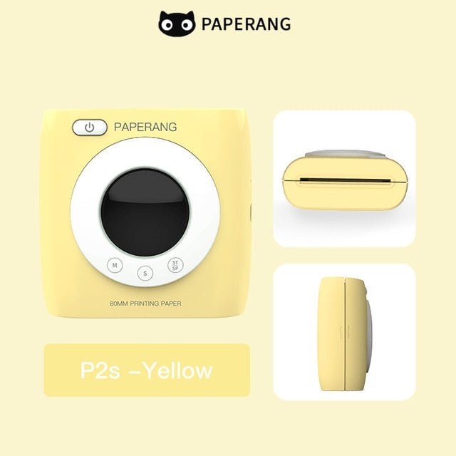 PAPERANG P2S 300dpi BT Pocket Printer Wireless Thermal Printer Portable Photo Label Clock Function Sticker Thermal Paper Roll - O Galaxy Mart