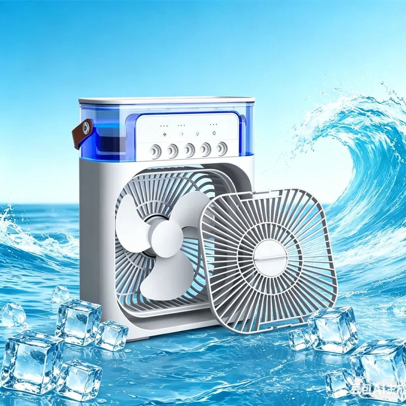 Portable Air Conditioner Fan | Air Cooler, Humidifier & LED Light 10" - O Galaxy Mart