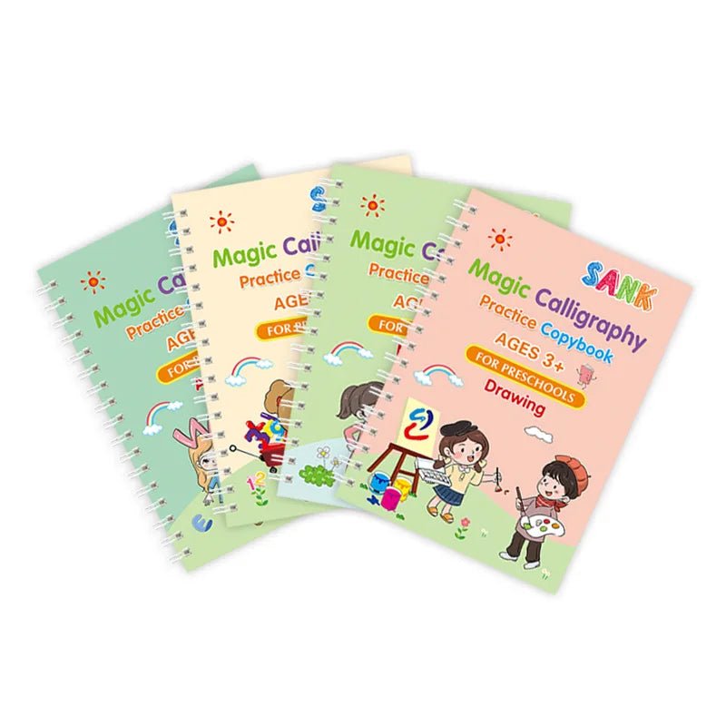 Reuseable Sank Magic Practice Books | Tracing & Writing Learning Set (4 Books) - O Galaxy Mart