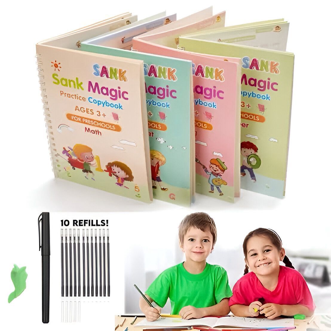 Reuseable Sank Magic Practice Books | Tracing & Writing Learning Set (4 Books) - O Galaxy Mart
